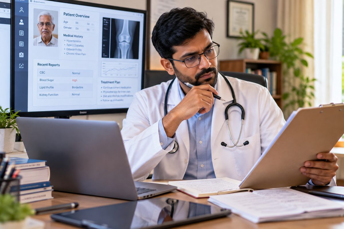 Doctor reviewing a patient’s reports